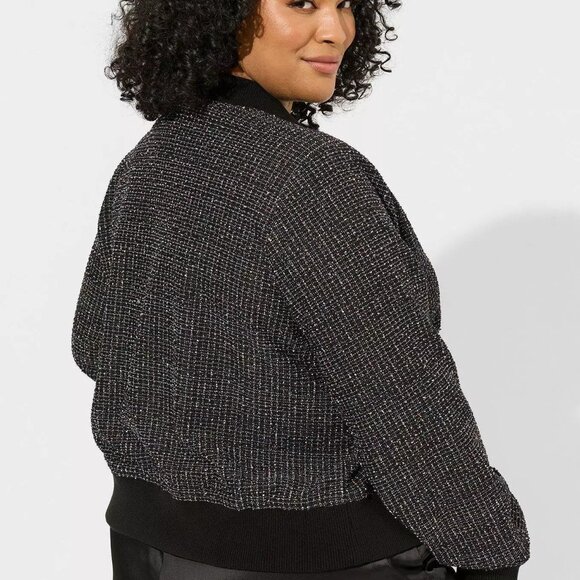 Torrid Pink & Blue Boucle Snap Front Varsity Bomber Jacket Sz 1/14-16/1X - Picture 6 of 11